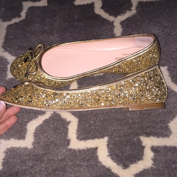 Kate Spade gold glitter flats - Picture 3 of 5